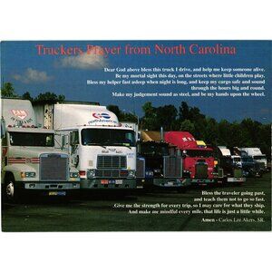 Truckers Prayer North Carolina Postcard Vintage 1980s Design